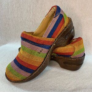 BORN~Colorful Rainbow Fabric Slip On Clog Mules~Size 7.5